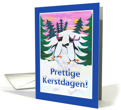 Skating Penguins Christmas Card - Dutch Greeting card (850120)