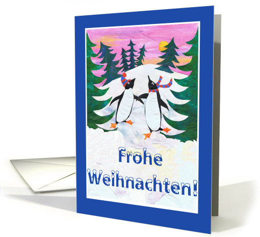Skating Penguins Christmas Card - German Greeting card (850124)