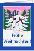 Skating Penguins Christmas Card - German Greeting card