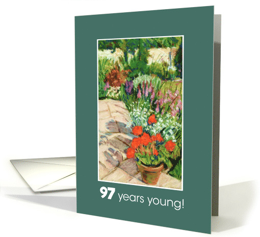 97th Birthday Bright Red Geraniums and White Daisies card (857920)