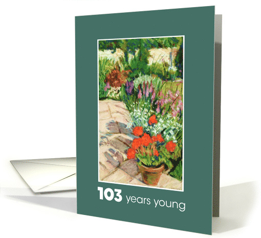 103rd Birthday Bright Red Geraniums and White Daisies card (857930)