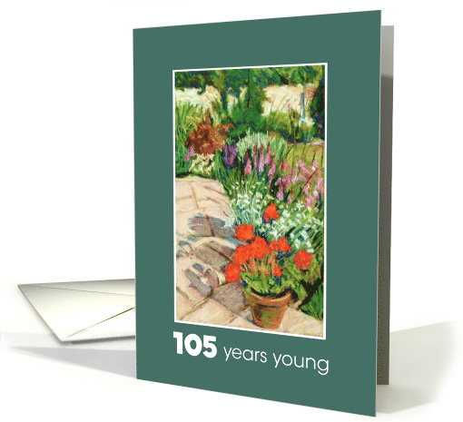 105th Birthday Bright Red Geraniums and White Daisies card (857934)