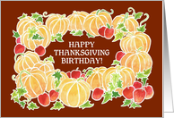 Thanksgiving Birthday Greeting with Pumpkins and Apples card