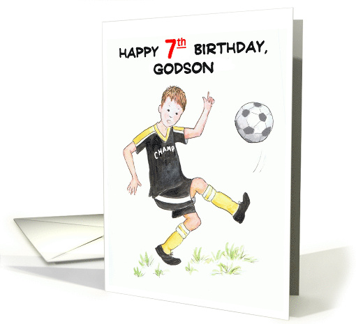 For Godson's 7th Birthday Playing Soccer card (859153)