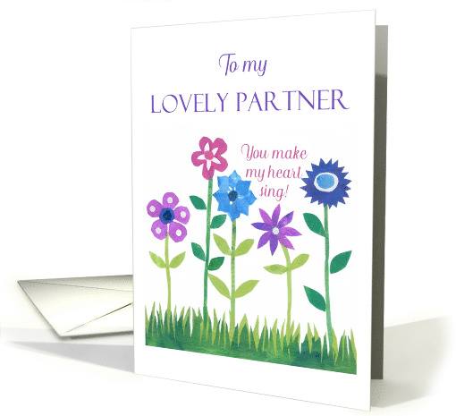 For Partner Romantic Birthday Greetings with Pink and Blue... (860678)