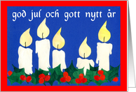 Christmas Candles and Holly - Swedish Greeting card
