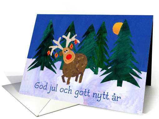 Christmas Reindeer in Snow - Swedish Greeting card (862778)