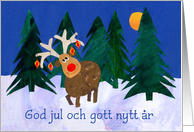 Christmas Reindeer in Snow - Swedish Greeting card