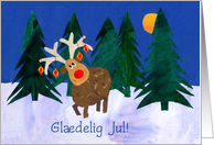 Christmas Reindeer with Danish Greeting card