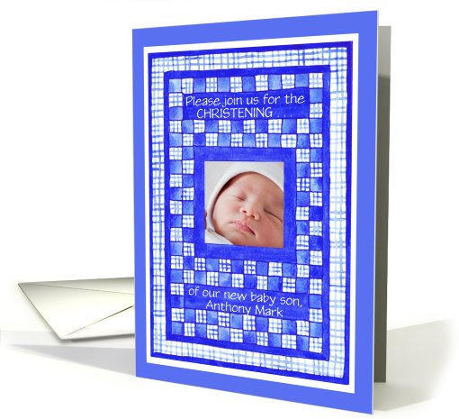 New Baby Boy Christening Invitation Photo card (865463)