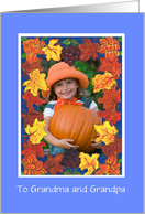 Thanksgiving Photo Card for Grandparents, Autumn Leaves card