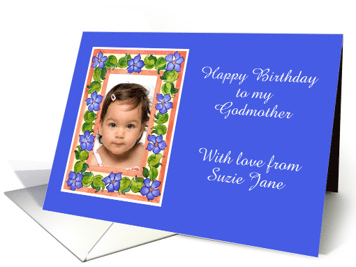 Godmother's Birthday Photo with Periwinkle Border card (866542)