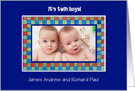 New Baby Twins Announcement Photo Card