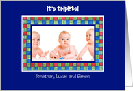 New Baby Triplets Announcement Photo Card