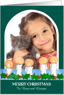 Customize for Grandparents Christmas Candles Photo Upload card