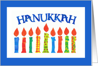 Hanukkah Greetings with Brightly Coloured Candles card