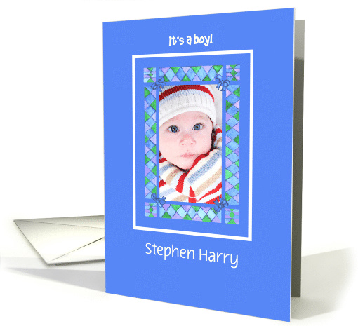 New Baby Boy Announcement Photocard card (873089)