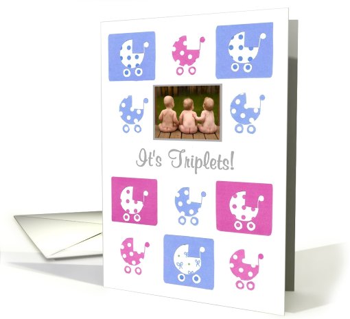 New Baby Triplets Photo Card Announcement card (876095)