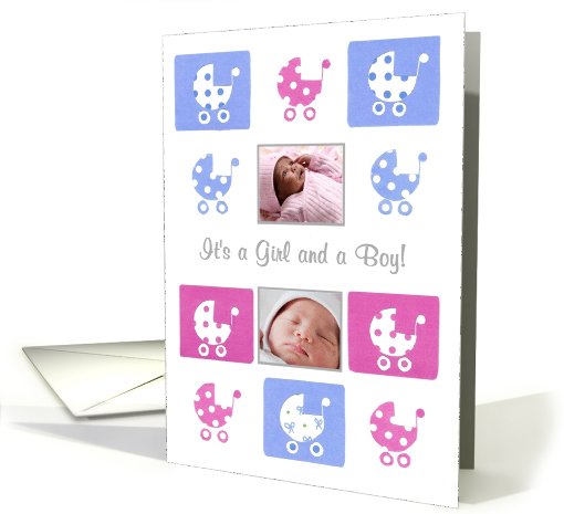 New Baby Twins Photo Card Announcement card (876102)