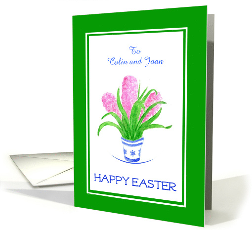 Custom Front Easter Greetings with Pink Hyacinths card (876476)