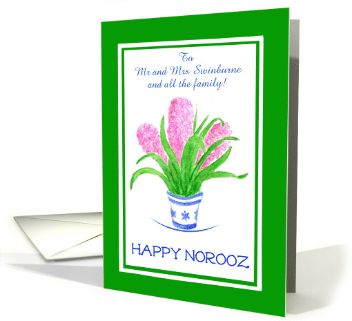 Custom Name Norooz Greetings with Pink Hyacinths card (876524)