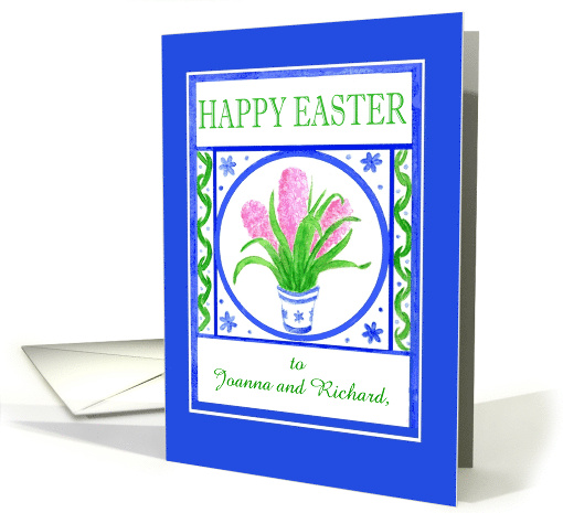 Custom Front Easter Greetings with Pink Hyacinths card (878982)