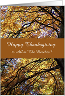Custom Front Thanksgiving for Anyone with Trees in Autumn card