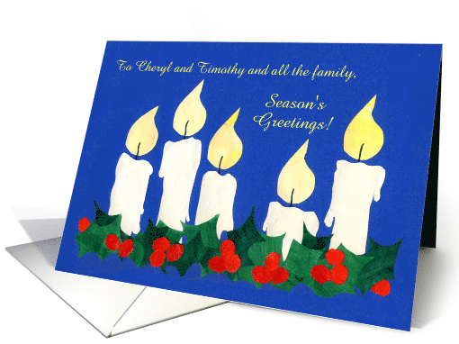 Custom Front Christmas Greeting with Candles and Holly card (879705)