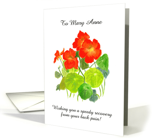 Custom Front Get Well Wishes with Red Nasturtiums card (880000)