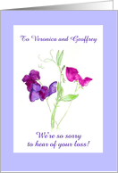Custom Front Sympathy with Watercolour Sweet Peas card