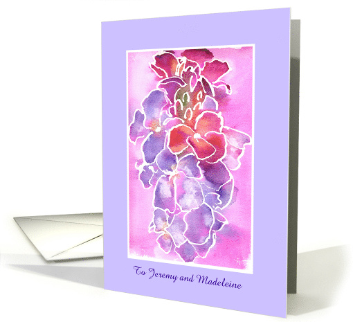 Custom Front Sympathy with Pink and Purple Wallflowers card (880008)