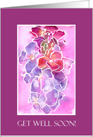 Get Well Soon with Pink and Purple Watercolour Wallflowers card