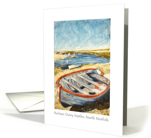 Rowing Boat on Norfolk Beach, Blank Art card (881744)