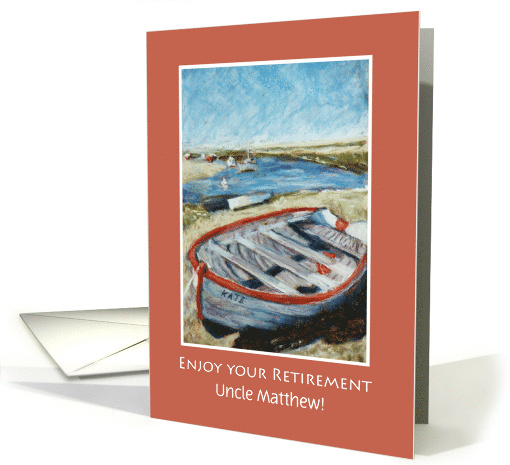 Custom Name Retirement with Beached Dinghy card (881747)