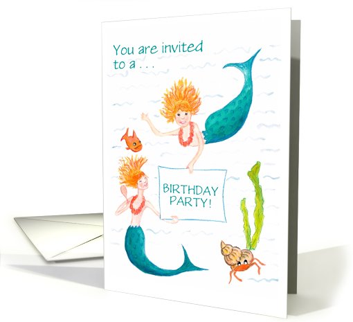 Customizable Party Invitation Card - Mermaids card (882385)