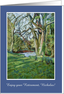 Custom Front Retirement Card - Riverbank in Early Spring card