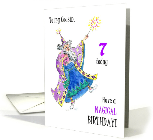Cousin's 7th Birthday with Wizard Casting Spells card (886551)
