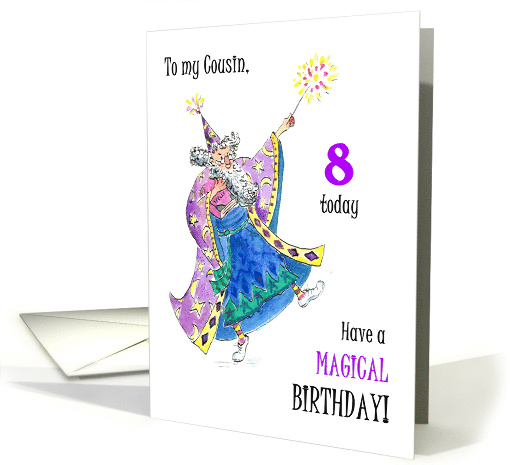 Cousin's 8th Birthday with Wizard Casting Spells card (886552)