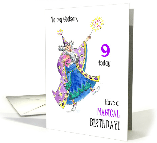 Godson's 9th Birthday with Wizard Casting Spells card (886674)