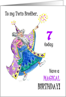 Twin Brother’s 7th Birthday with Wizard Casting Spells card