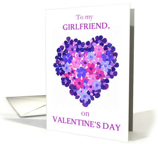 For Girlfriend on Valentine's Day Floral Heart Blank Inside card
