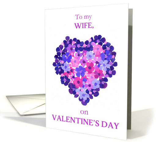 For Wife on Valentine's Day Floral Heart Blank Inside card (891765)