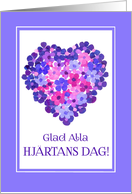 Valentine’s Heart of Flowers with Swedish Greeting Blank Inside card