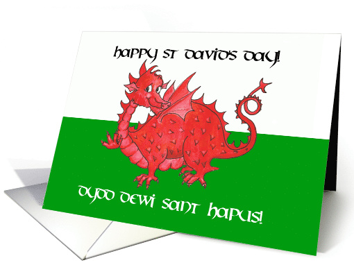 St David's Day Bilingual Greeting with Cute Red Dragon card (894011)