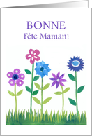Mother’s Day in French with Row of Flowers Blank Inside card
