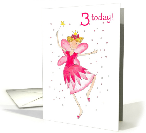3rd Birthday Wishes with Pink Fairy card (896199)