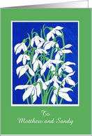 Custom Name Thank You for Help with Snowdrops on Blue and Green card