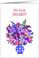 Get Well in Norwegian Bouquet of Flowers Blank Inside card