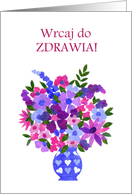 Get Well in Polish Bouquet of Flowers Blank Inside card