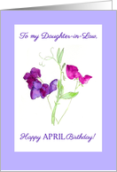 For Daughter in Law’s April Birthday Pink and Purple Sweet Peas card